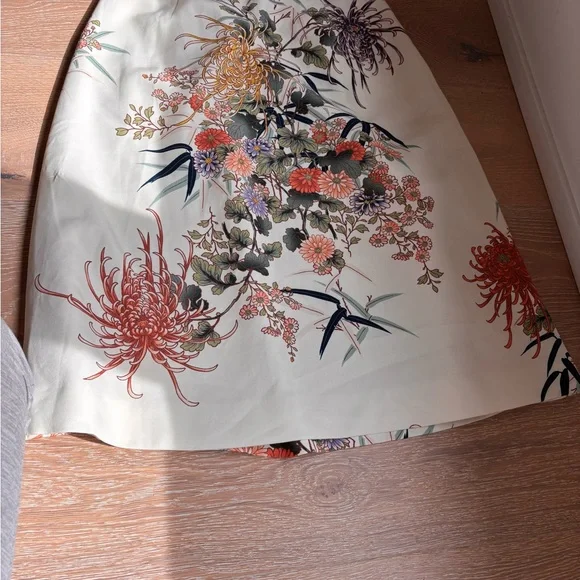 Zara Cream A-Line Midi Skirt with Multicolor Floral Print - Picture 5 of 6